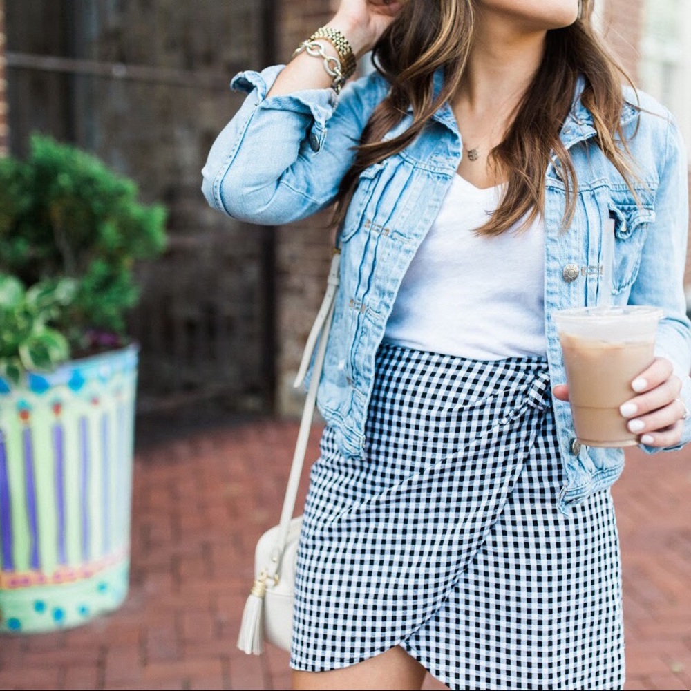 Madewell Gingham wrap skirt
